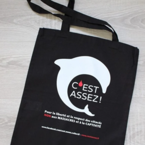 Totebag noir en coton bio - Gros logo