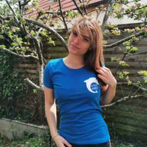 T-shirt femme bleu col rond (coton bio)