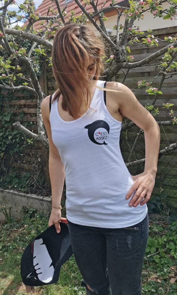 Débardeur femme blanc/bleu/noir (coton bio)